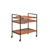 Oaken Honey Oak & Black Serving Cart Model 98675 By ACME Furniture